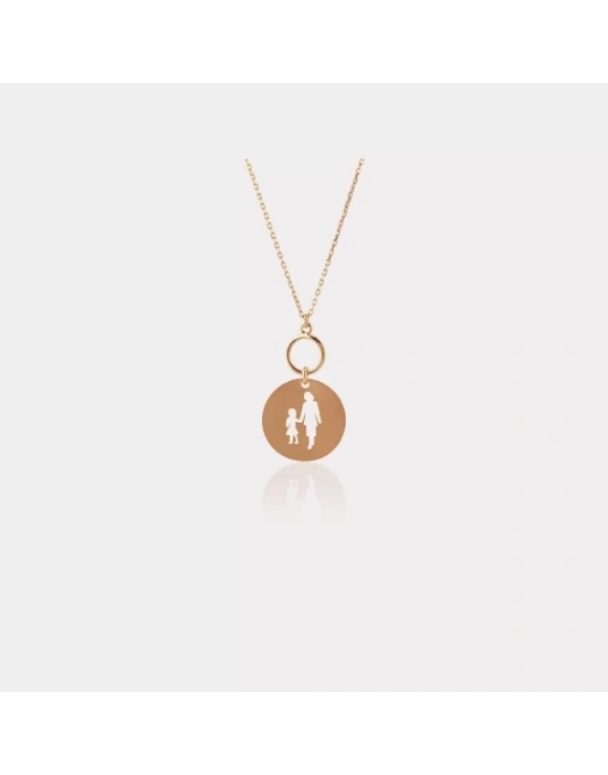 14 Ayar Altın Anne Kız Kolye