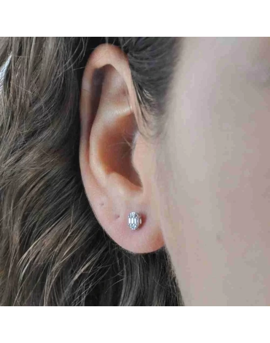 14 Ayar Altın Baget Oval Vidalı Küpe