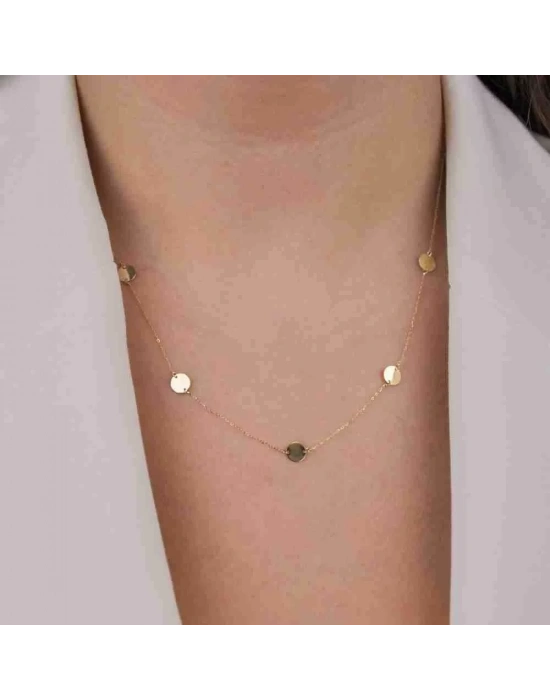 14 Ayar Altın Beş Pullu Kolye