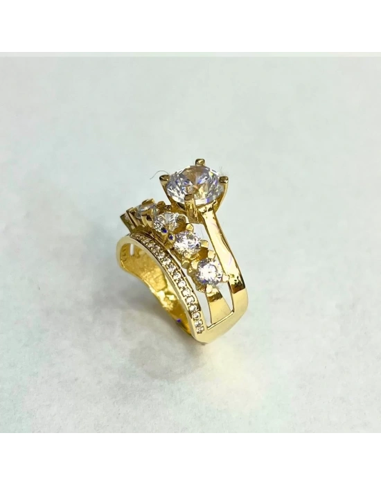 14 Ayar Altın Beştaş Tamtur Tektaşlı Alyans