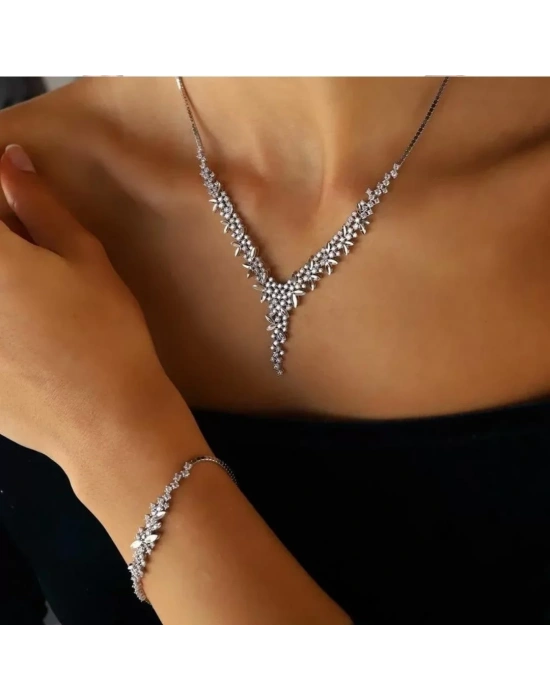 14 Ayar Altın Beyaz Lotus Yaprak Set Takımı