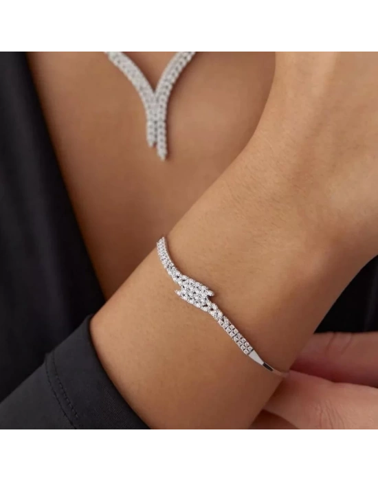 14 Ayar Altın Beyaz Su Yolu Düğün Seti Takımı