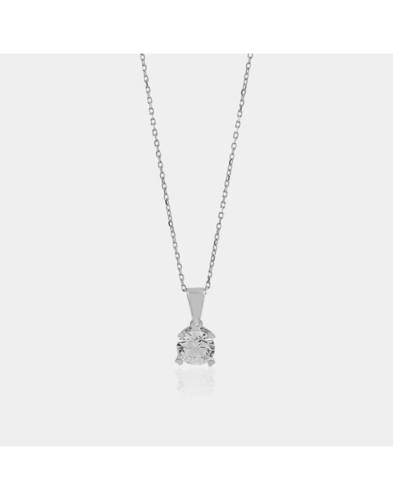 14 Ayar Altın Beyaz Tektaş Kolye