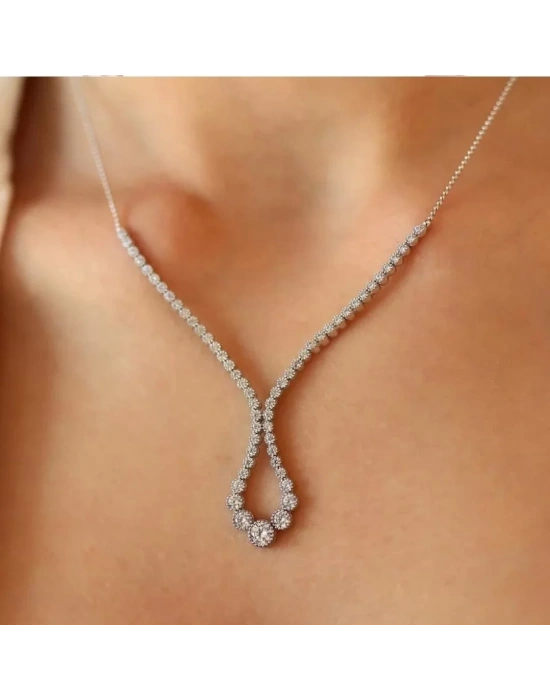 14 Ayar Altın Beyaz Tria Zincirli Set Takımı