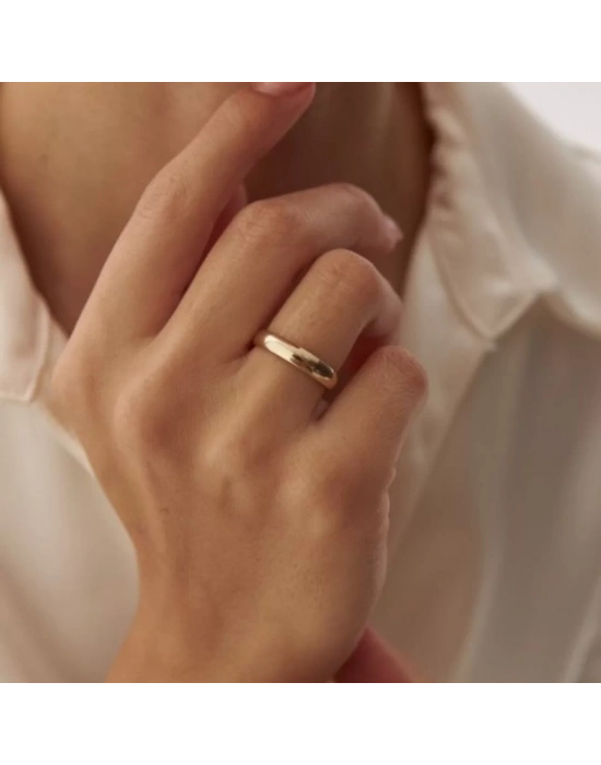 14 Ayar Altın Bombeli 4 mm Alyans