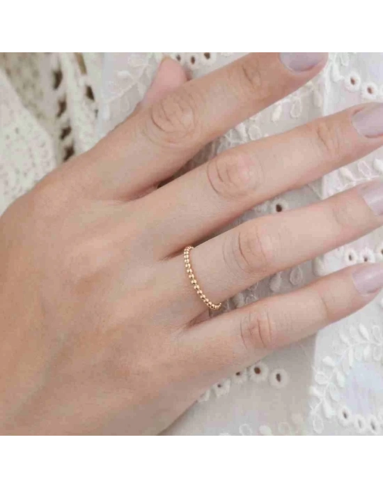 14 Ayar Altın Boncuklu Eklem Yüzük