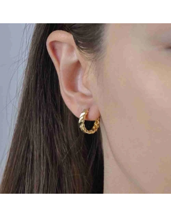 14 Ayar Altın Burmalı Halka Küpe