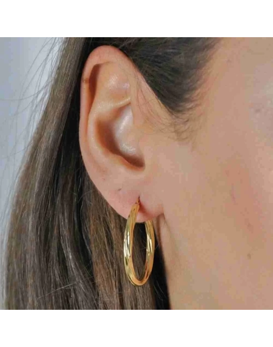 14 Ayar Altın Büyük Sarmal Halka Küpe