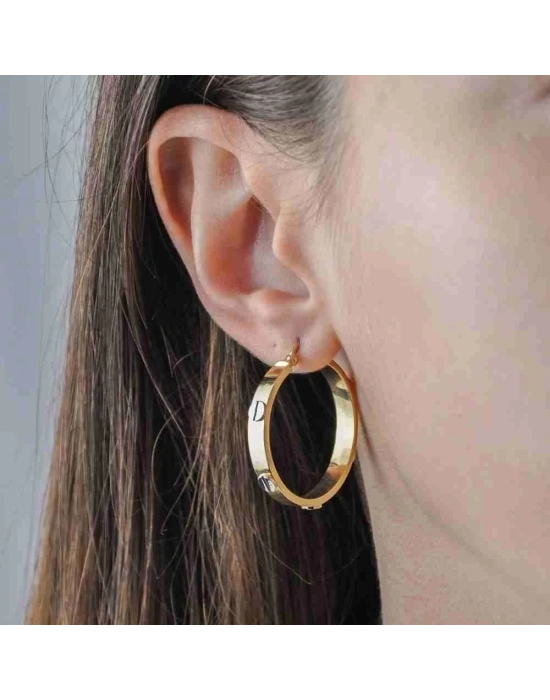 14 Ayar Altın Büyük Vidalı Halka Küpe