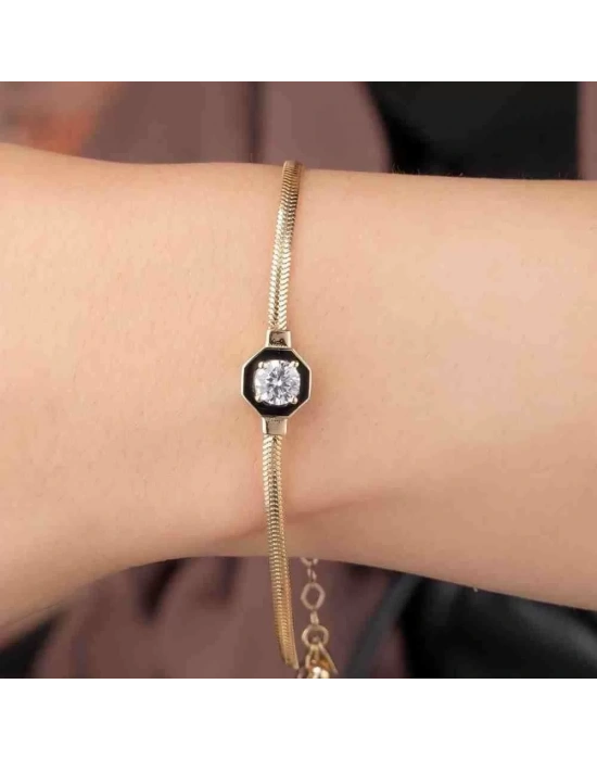 14 Ayar Altın Çağla Modeli Ezme Zincir Bileklik