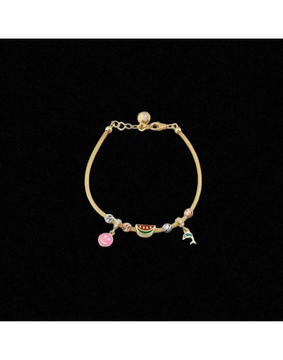 14 Ayar Altın Charm İtalyan Çocuk Bileklik