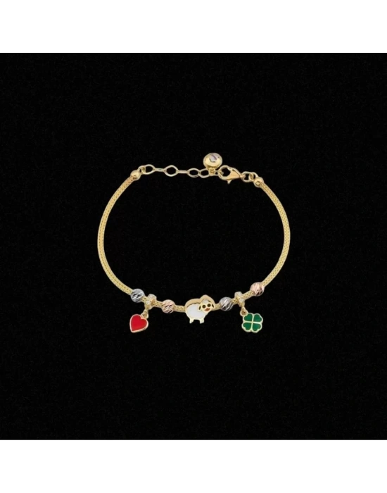 14 Ayar Altın Charm İtalyan Çocuk Bileklik