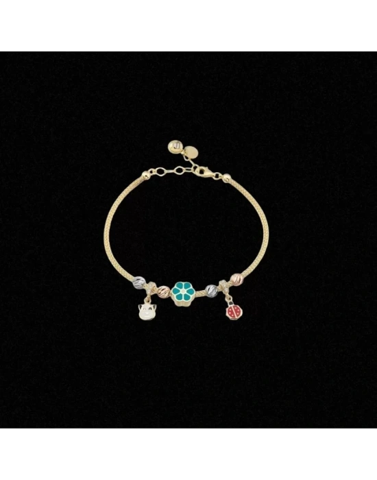 14 Ayar Altın Charm İtalyan Çocuk Bileklik