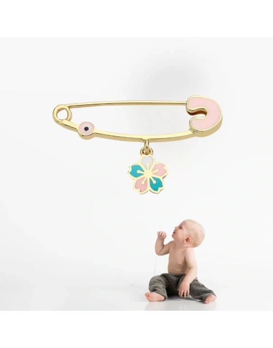14 Ayar Altın Çiçek Bebek İğnesi