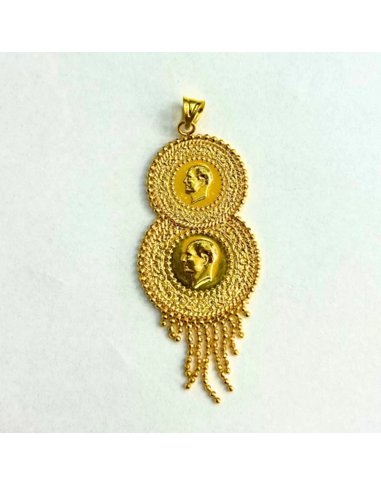 14 Ayar Altın Çift Çeyrekli Kolye Uç