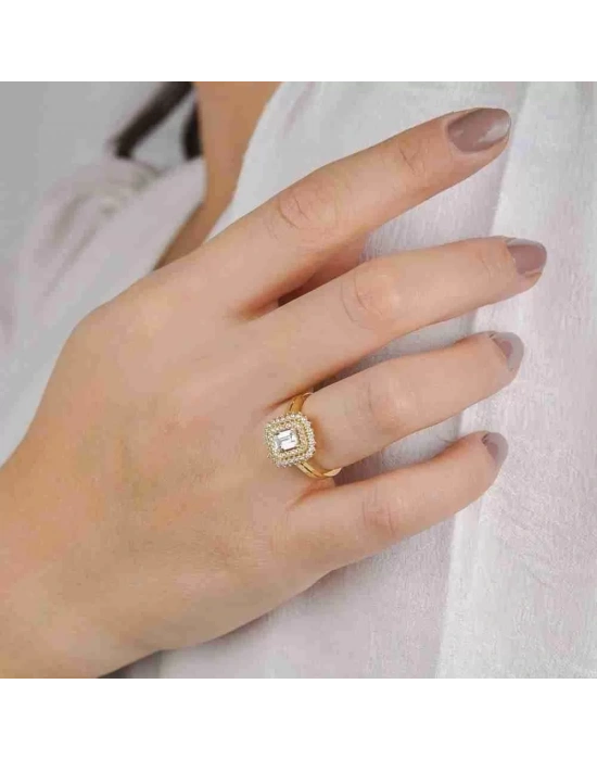 14 Ayar Altın Çift Kollu Baget Yüzük