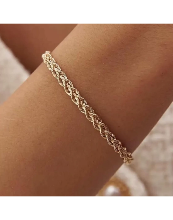 14 Ayar Altın Çift Sıra Burgu Bileklik