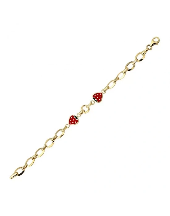 14 Ayar Altın Çilekli Çocuk Künyesi