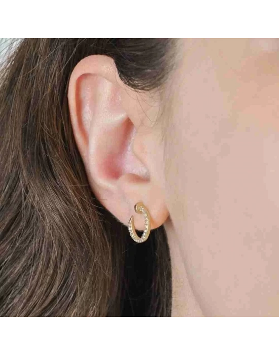 14 Ayar Altın Çivili Vidalı Küpe