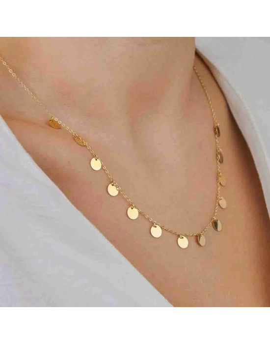 14 Ayar Altın Çok Pullu Zincir