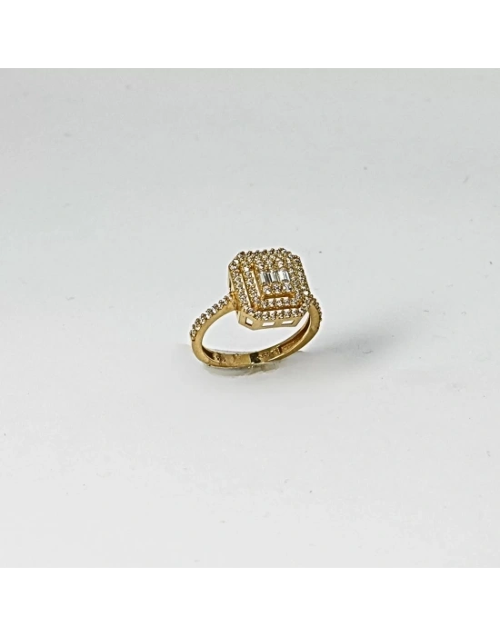 14 Ayar Altın Çok Taşlı Baget Yüzük