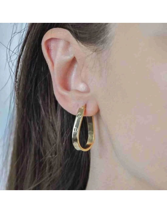 14 Ayar Altın Damla Vida Halka Küpe