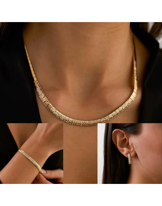 14 Ayar Altın Desenli Tasşsız Set Takımı