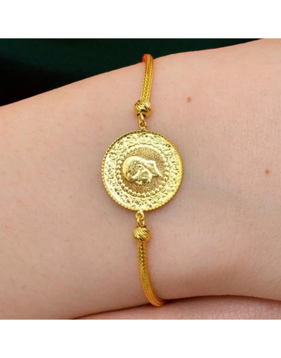 14 Ayar Altın Dorika Tek Sıra Çeyrekli Bileklik