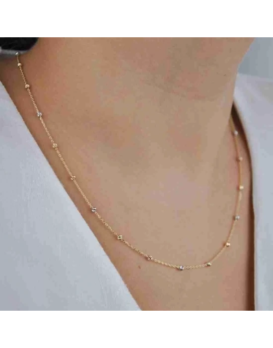 14 Ayar Altın Dorika Tek Sıra İnce Kolye