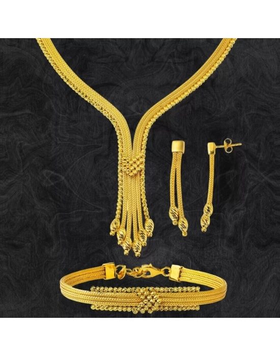 14 Ayar Altın Dorikalı Hasır Örgü Set Takımı