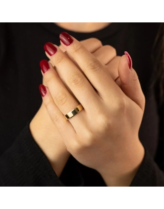 14 Ayar Altın Düz Klasik Alyans 5mm