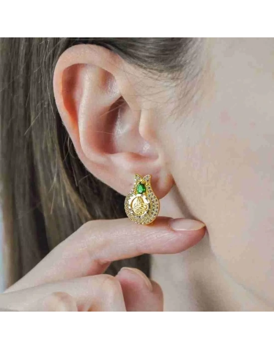 14 Ayar Altın Fantezi Tuğra Küpe