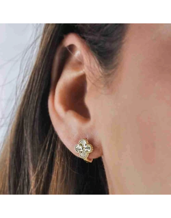 14 Ayar Altın Fantezi Yonca Küpe