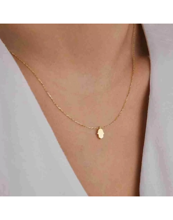 14 Ayar Altın Fatma Ana Eli Kolye