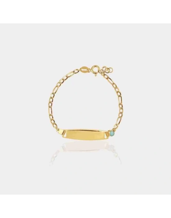 14 Ayar Altın Firuze Taşlı Çocuk Bilekliği