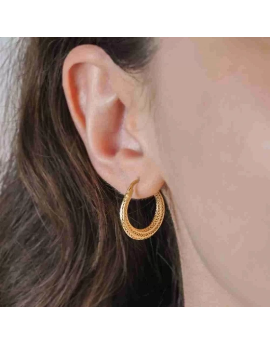 14 Ayar Altın Fizyon Halka Küpe