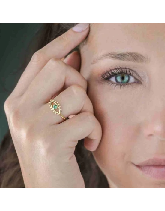 14 Ayar Altın Göz Eklem Yüzük