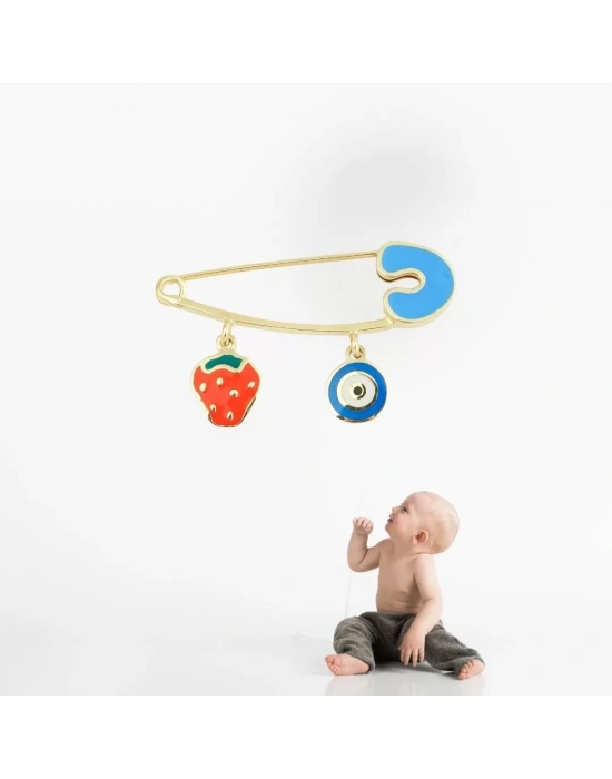 14 Ayar Altın Gözlü Çilek Bebek İğnesi