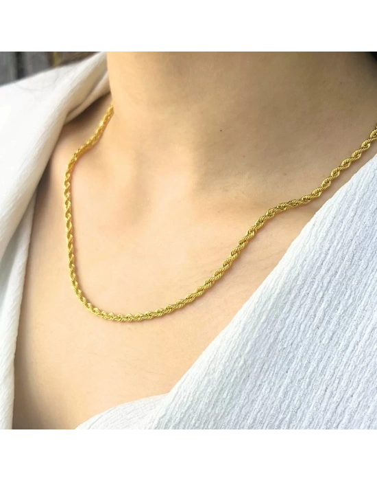 14 Ayar Altın Halat Burgu Zincir