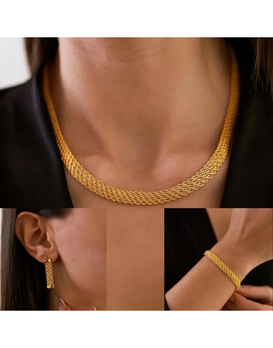 14 Ayar Altın Halat Örgü Set Takımı