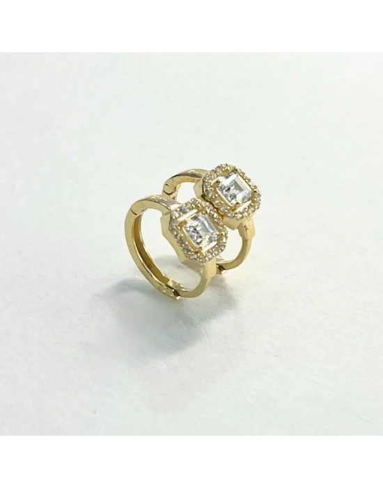 14 Ayar Altın Halka Kare Baget Küpe