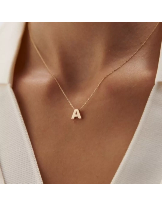 14 Ayar Altın Harf Kolye Üç Boyutlu