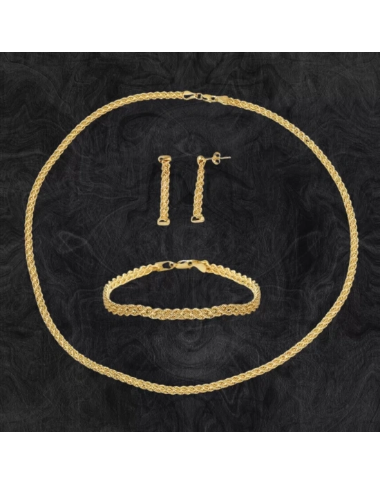 14 Ayar Altın İkili Halat Örgü Set Takımı