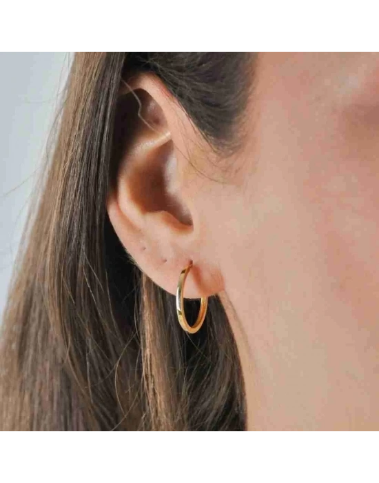 14 Ayar Altın İnce Halka Küpe