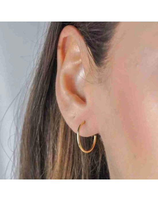 14 Ayar Altın İnce Halka Küpe