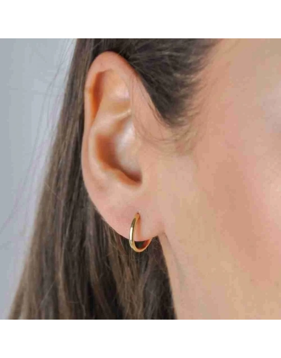 14 Ayar Altın İnce Küçük Halka Küpe