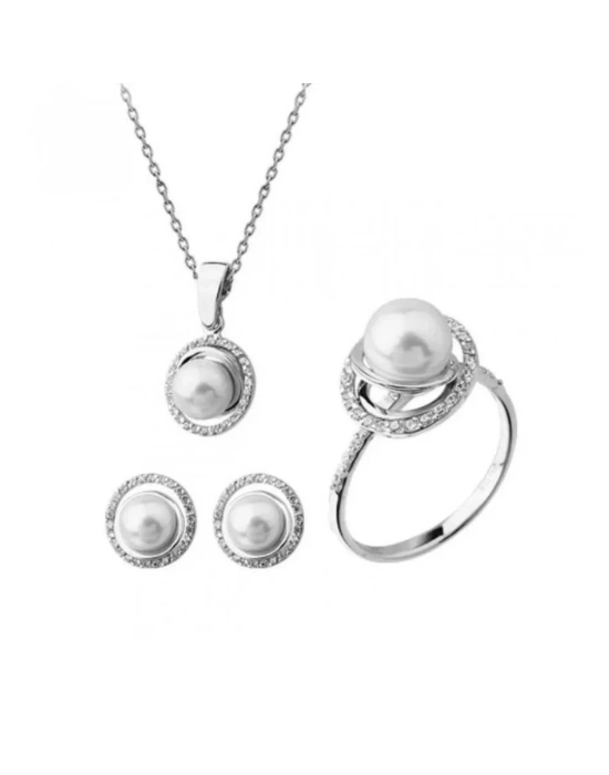 14 Ayar Altın İnci Düğün Seti Takımı