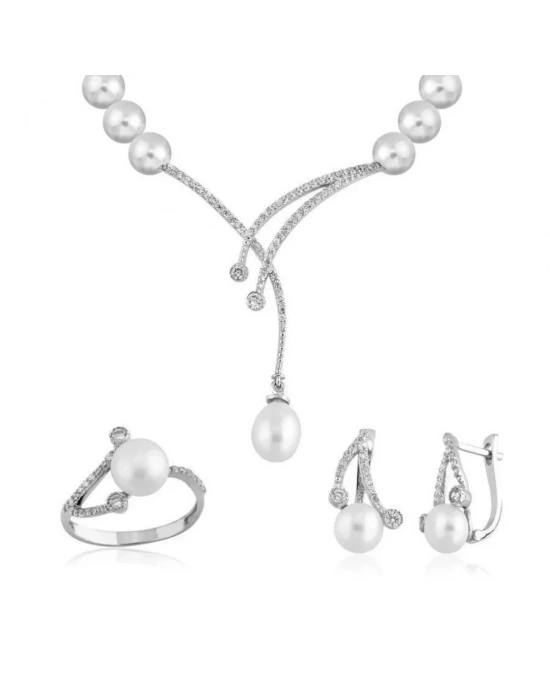 14 Ayar Altın İnci Düğün Seti Takımı