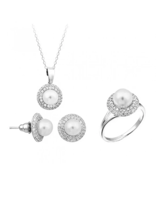 14 Ayar Altın İnci Düğün Seti Takımı