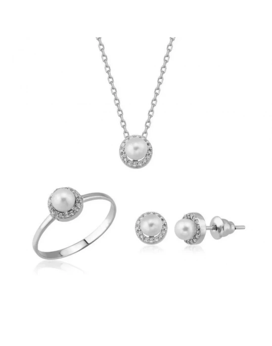 14 Ayar Altın İnci Düğün Seti Takımı